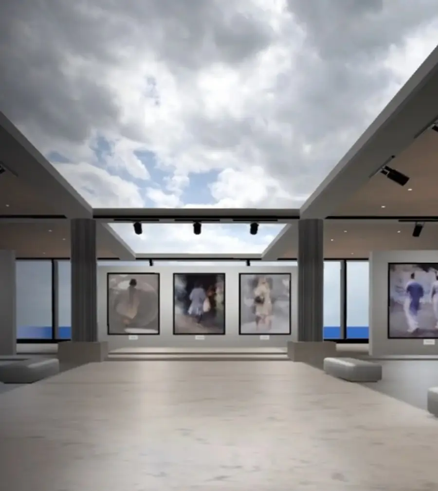 Galería de arte virtual en el metaverso con obra expuesta